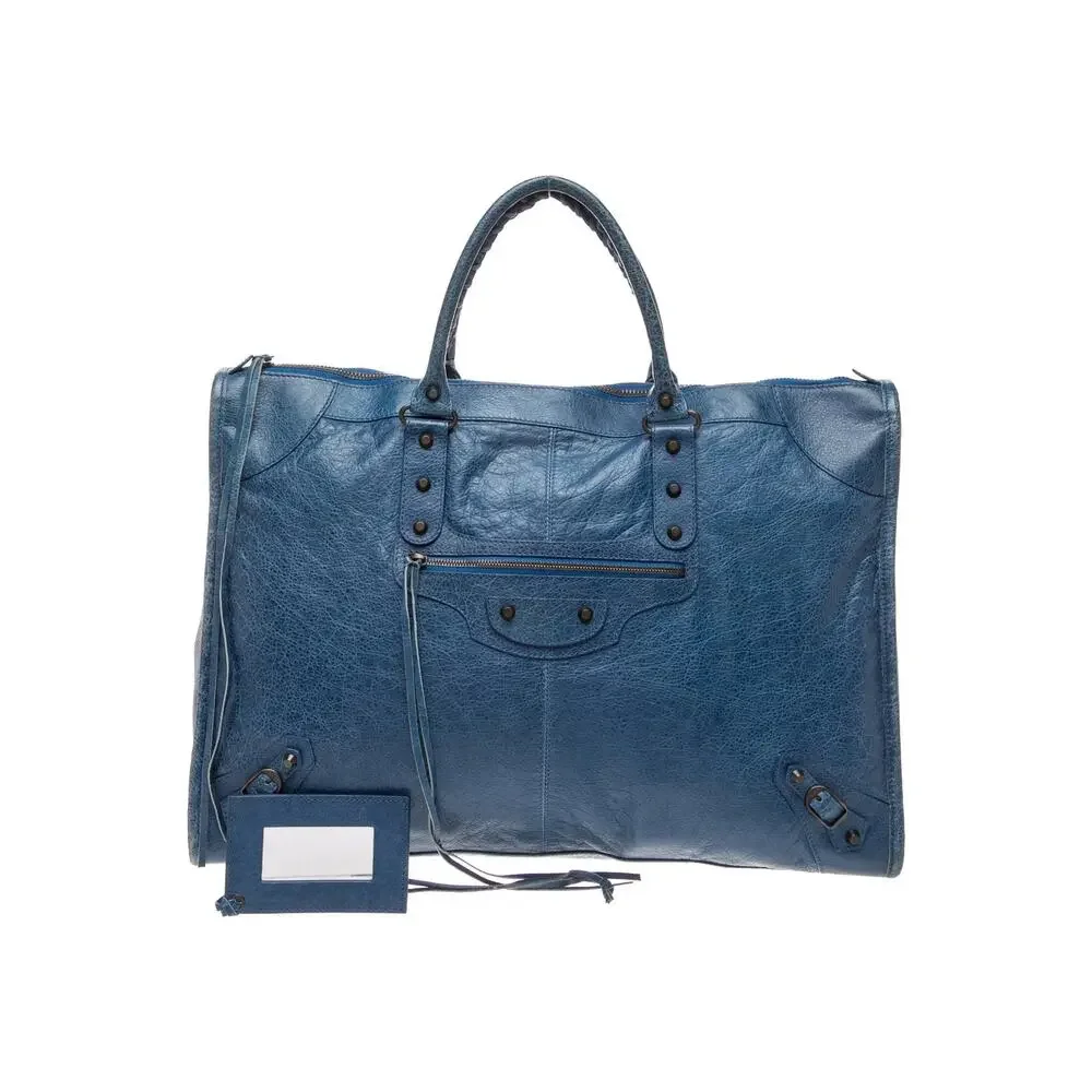 BALENCIAGA Vintage Weekender XL City Bag Blue Moto